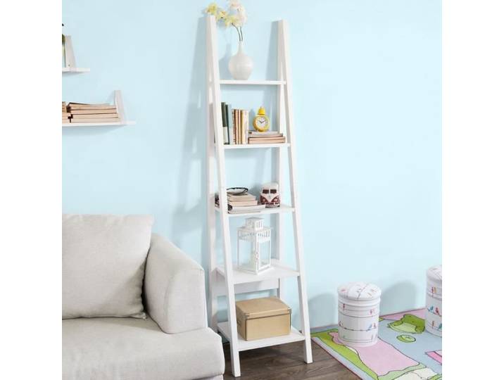 SoBuy® FRG101-W Étagère Style échelle Bibliothèque - 5 étages –Blanc