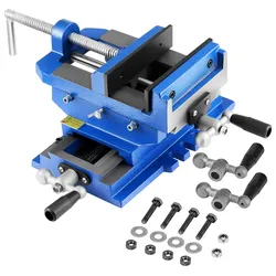 VEVOR Maschinenschraubstock, 15,24 cm Backenbreite, 2-Wege-XY-Achsen-Kreuzschraubstock, 14,478 cm Backenöffnung, Werkbank-Schraubstockklemme, für Holzbearbeitungs-Bohr-CNC-Fräsmaschine