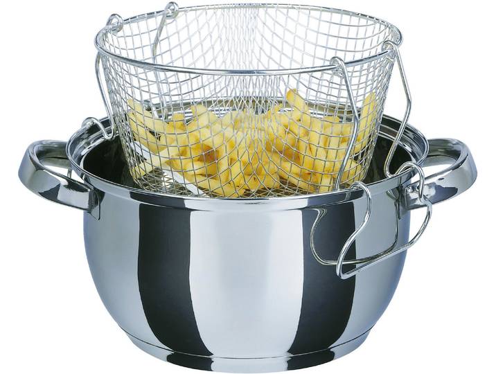 Frittiertopf GSW, silber (silberfarben), Ø:22cm, Töpfe, Frittiertopf, Induktion