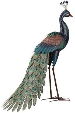 Regal Art & Gift - Drop Ship Standing Peacock Sculpture Multi Cool , Multi Cool