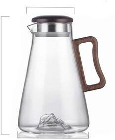 Uplift Essentials Large Capacity Glass Cold Water Jug Wooden Handle clear