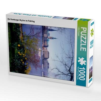 CALVENDO Puzzle Die Hamburger Skyline im Frühling | 1000 Teile Lege-Größe 64x48cm Foto-Puzzle für glückliche Stunden