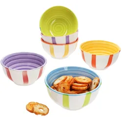 Summer Stripes 6er Set Snack- & Dip-Schälchen 12cm 220ml bunte Streifen Nüsse