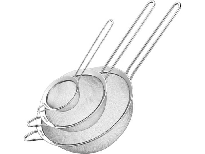 Cuisinart Sieb, Edelstahl, spülmaschinenfest, 3 Stück CTG-00-3MS Feinmaschige Küchensiebe in 3 Größen, verwendbar als Nudelsieb, Reissieb, Spaghettisieb