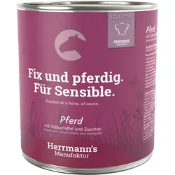 Herrmann's Selection Sensibel / Sensitiv 800g Dose Hundenassfutter Sparpaket 12 x 800g Pferd mit Süßkartoffel & Zucchini