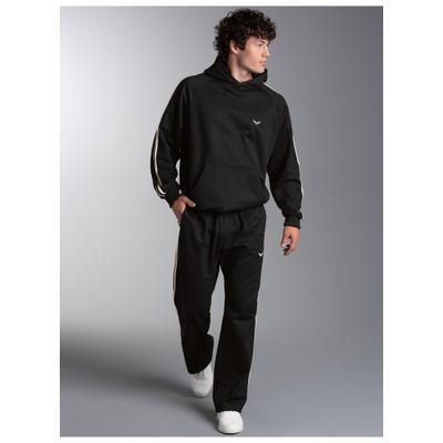 Freizeitanzug TRIGEMA "TRIGEMA Jogginganzug mit Seitenstreifen", Herren, Gr. XXL, schwarz, Sweatware, 70% Baumwolle, 30% Polyester, Basic, Sportanzüge Freizeitanzug