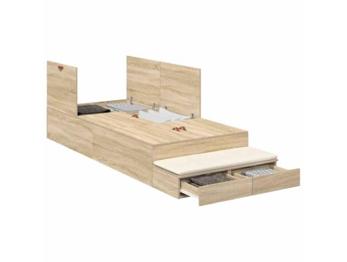 KTHLBRH Bettkasten Eiche Sonoma 80 cm Mehrschichtholz, 2 Schubladen, modernes Design, 236,5 x 80 x 31,5 cm