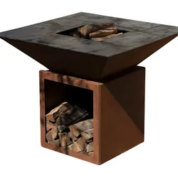 GRILLCHIC brasero cevenol corten holz quadratisch 103 einfache Wanne