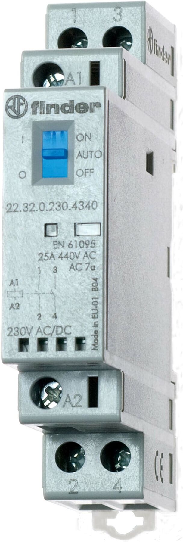 Finder Installationsschütz 24VAC/DC, 2S, LED 22.32.0.024.4340 (223200244340)