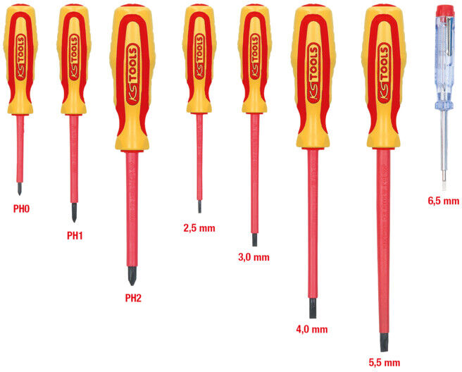 Jeu de tournevis ERGOTORQUE VDE, PH+fente, 8 pzs. ; KS Tools (117.0550)