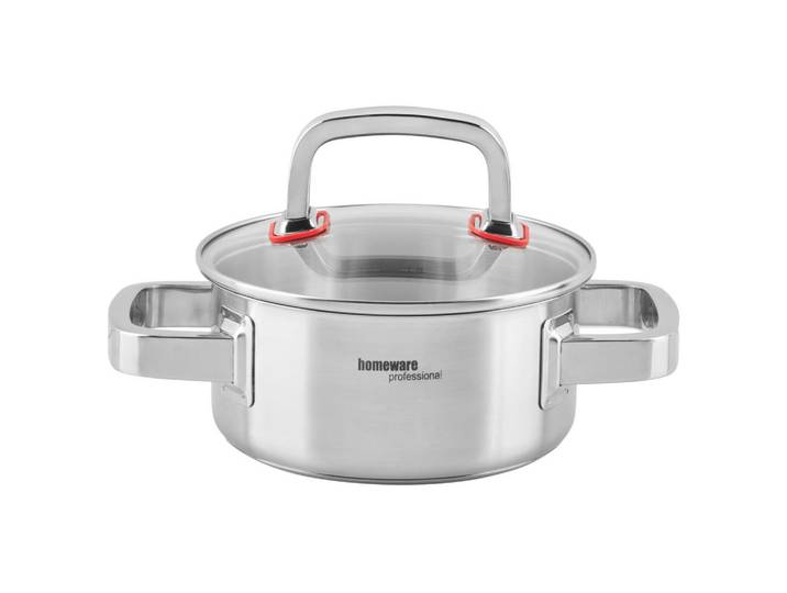 Homeware Profession. Kochtopf, Edelstahlfarben, Metall, 1 l, 7.5 cm, Lfgb, Messskala, Hohlgriffe, Kochgeschirr, Töpfe, Kochtöpfe