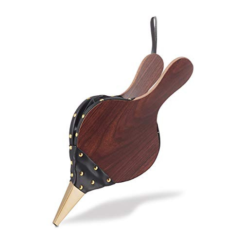 Relaxdays Blaasbalg voor open haard en barbecue met gouden siernagels, zwart/bruin