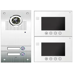 2-Familienhaus Video Türsprechanlage Gegensprechanlage – 2x Monitor 7 Zoll (weiss)