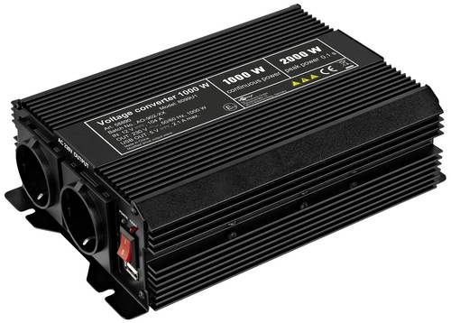 Goobay Inselwechselrichter SPW IT 1000W 12 V/DC - 230 V/AC, 5 V/DC