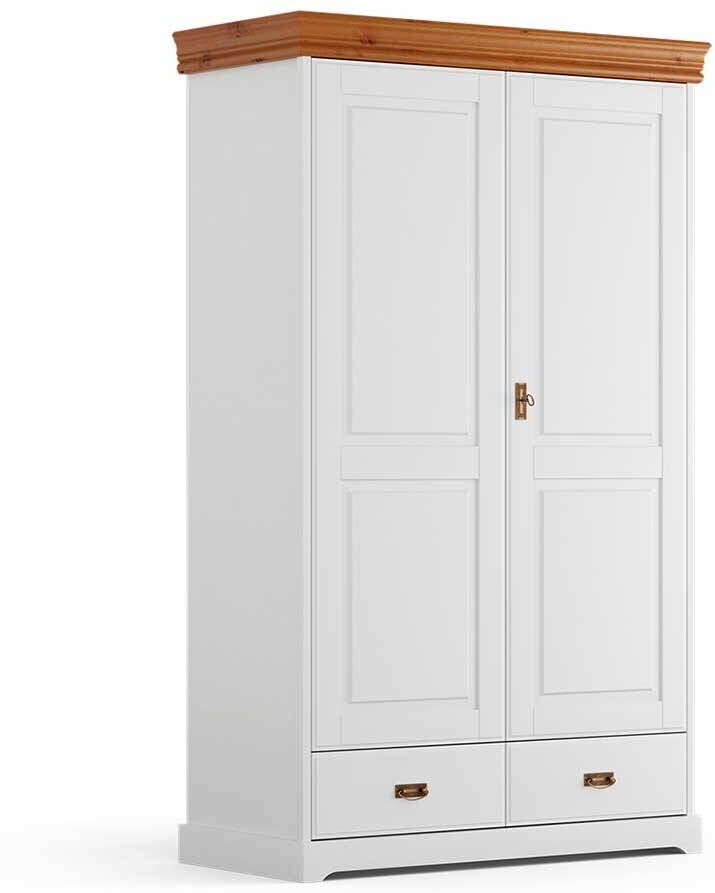 Pharao24.de Kleiderschrank Massivholz Schlafzimmerkleiderschrank im Landhausstil 218 cm hoch