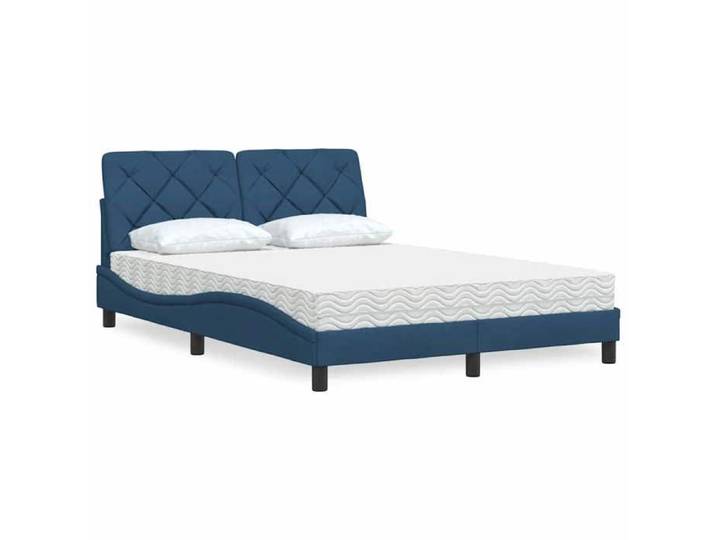 Lit avec matelas bleu 140x190 cm tissu 3310740