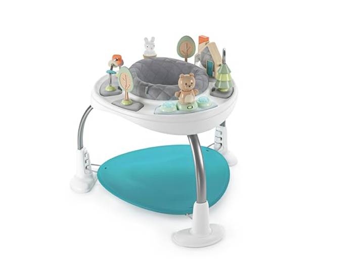 Ingenuity, Spring & Sprout, Aktivitätscenter 2-in-1, First Forest, Spielcentrum und Spieltisch mit Sprungkissen, Lichtern, Geräuschen und 11 interaktiven Aktivitäten, ab 6 monate