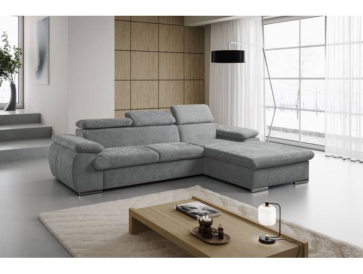 Ecksofa WERK2 Cosmo 282 x 192 cm modern & bequem, Multifunktionen, Bettfunktion , hellgrau, B:282cm H:99cm T:192cm, 100% Polyester, Sofas, Ecksofa, Chenille, L-Form, XXL, Schlaffunktion, Bettkasten