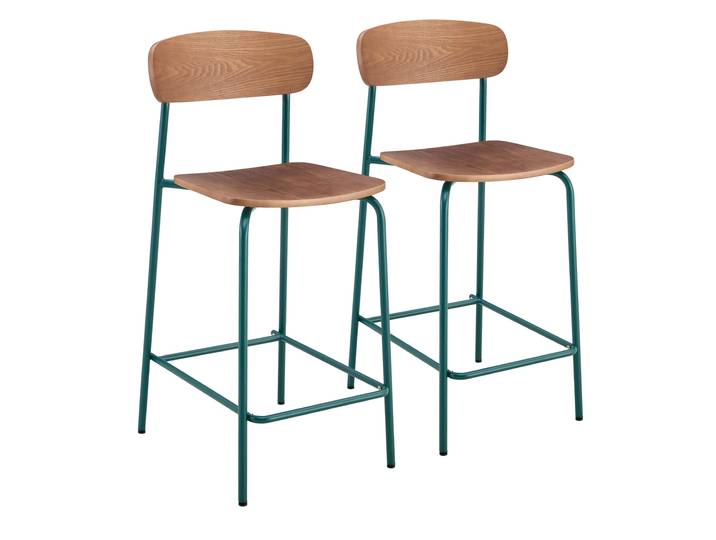 Barstühle aus Holz und Metall - 2er-Set