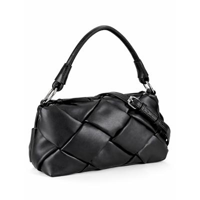 Schultertasche "Giorgia", Damen, Gr. B/H/T: 25cm x 15cm x 10cm onesize, schwarz, Polyurethan (PU), COLLEZIONE ALESSANDRO, Taschen Schultertasche, Elegante Flechttasche mit Trageriemen
