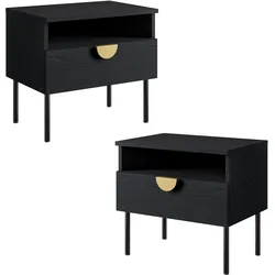 NACHTTISCH Brunelli 2S Schwarz 50/45,5/43,5 cm – 2er Set