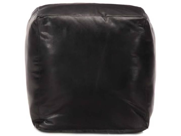 smnyxs Sitzsack 40x40 cm schwarz Echtleder Ziegenleder Baumwollfüllung, Fußstütze, Hocker, quadratisches Design, Wohnzimmer, Schlafzimmer