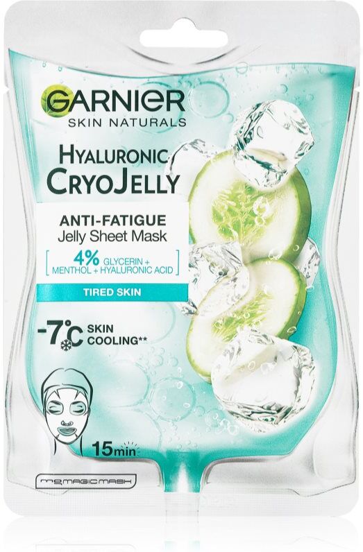 Garnier Textil Masks Cryo Jelly feuchtigkeitsspendende Gel-Maske mit Hyaluronsäure 27 g