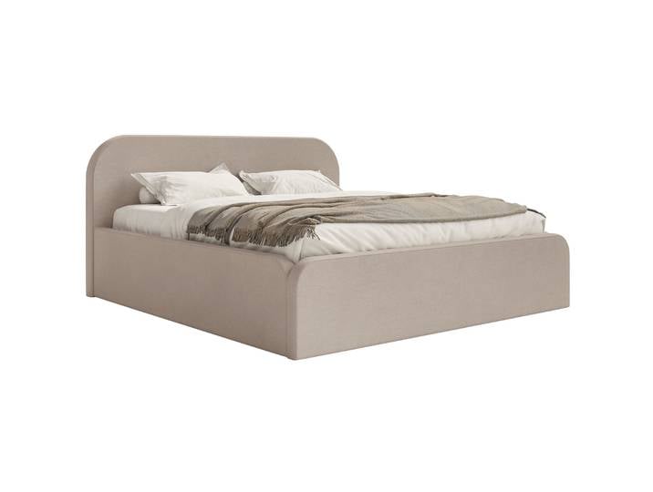 Polsterbett 160x200 cm Umike beige, wasserabweisender Samt