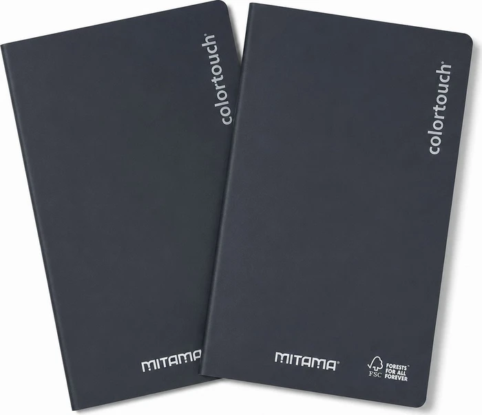 MITAMA, A4, liniert mit Rand, 42 Blatt, schwarz - 2er-Pack
