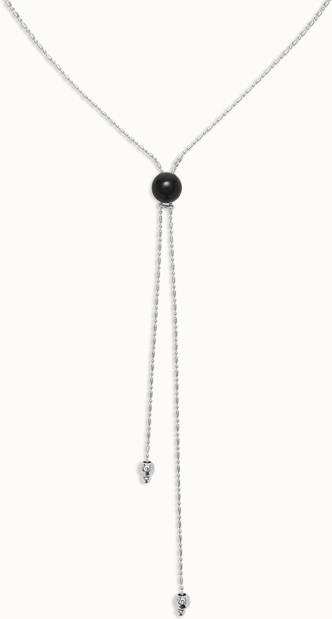 UNOde50 Colgante largo bañado en plata de ley  con cadena regulable y cristal de murano Negro U
