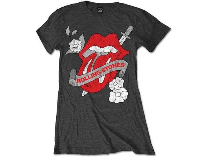 Rolling Stones The Tattoo T-shirt voor dames (XXL) (carbongrijs), antraciet, XXL