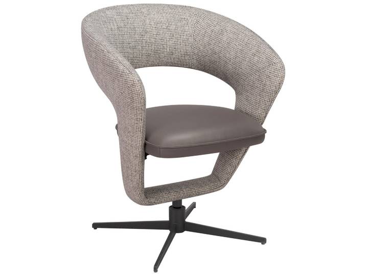 Moderano Armlehnstuhl, Grau, Hellgrau, Metall, Sternfuß, 62x84x62 cm, Stoffauswahl, Sitzfläche 360° drehbar, Esszimmer, Stühle, Esszimmerstühle, Armlehnenstühle