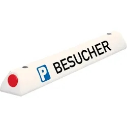 Dreifke® Parkplatzbegrenzung BESUCHER, mit 2 roten Reflektoren, weiß, 450x100x90mm
