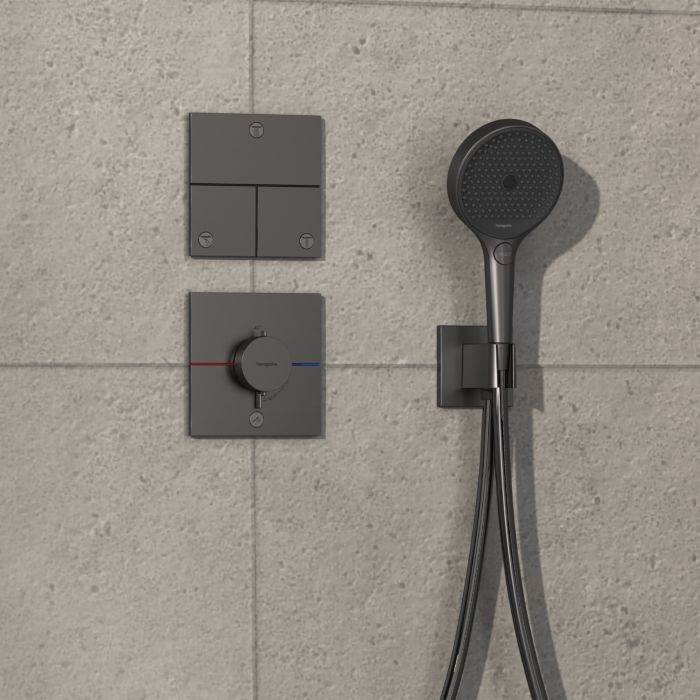 Hansgrohe ShowerSelect Comfort E Thermostat 15575340 UP, für 1 Verbraucher und einen zusätzlichen Abgang, brushed black chrome