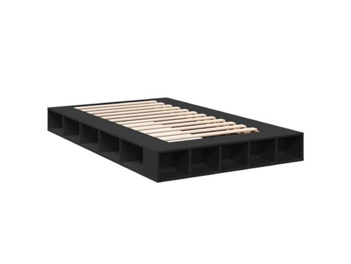 vidaXL Bettgestell Schwarz 120x200 cm Holzwerkstoff Klare Linien und minimalistische Verzierungen, Integrierte Stauraumfächer vorhanden, Robuste und langlebige Konstruktion