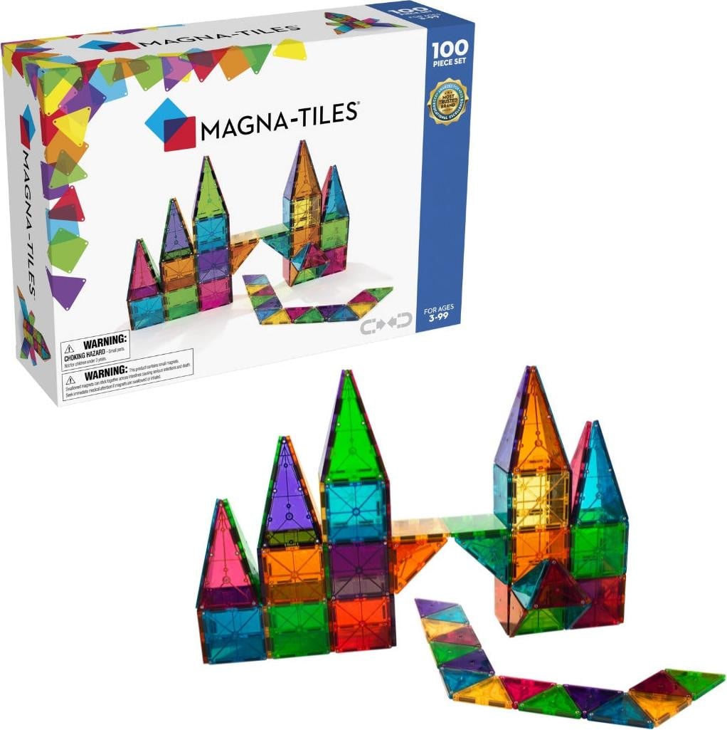 Magna-Tiles Magnetische bouwstenen, transparante kleuren, 100 stuks