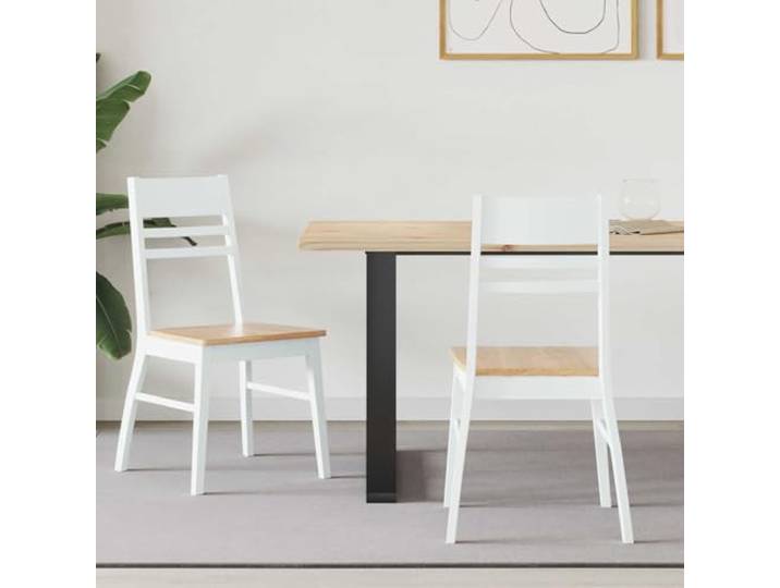 KGHFDVB 2er Set Esszimmerstühle Massives Gummiholz Weiß 43x54x89 cm Stabil, ergonomisch, quadratische Beine, pflegeleicht, vielseitig einsetzbar, minimalistisch