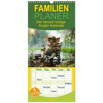 Familienplaner 2026 - Der tierisch lustige Angler-Kalender mit 5 Spalten (Wandkalender, 21 x 45 cm) CALVENDO