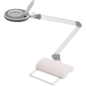 Lumeno Lupenleuchte 8215, 125 mm Glaslinse, dimmbar, LED, 2,25x Vergrößerung (5 Dioptrien), weiß, mit Standfuß