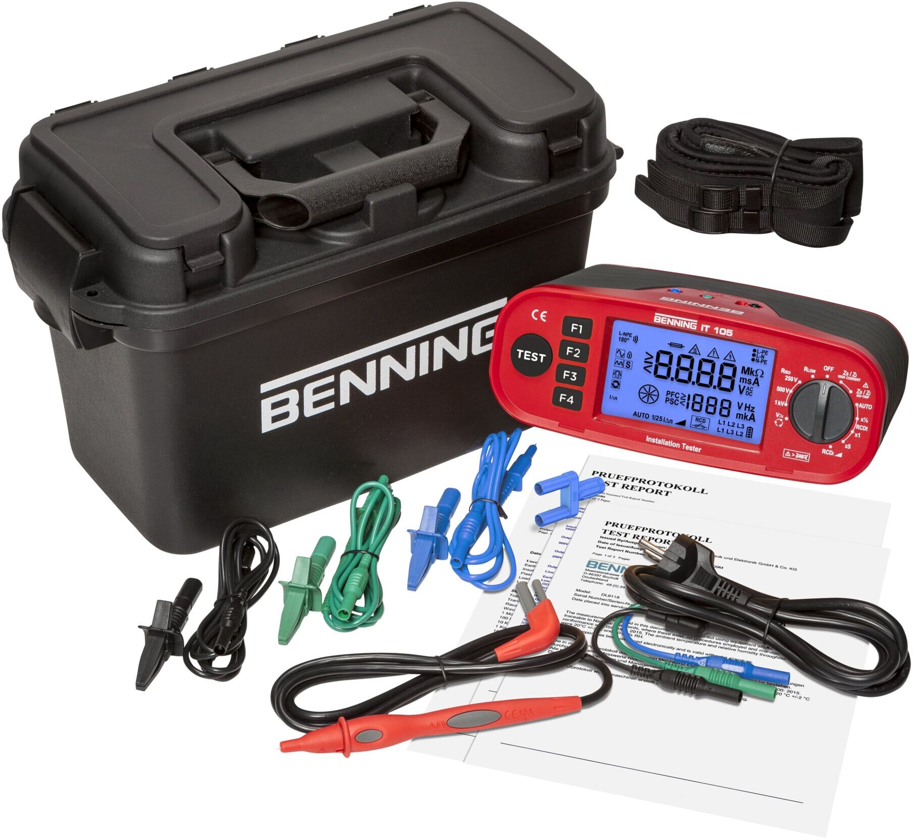 Benning IT 105 Installationsprüfgerät mit Grafikdisplay und USB-Schnittstelle für Prüfungen nach DIN VDE 0100/0105, 44105 (044105)