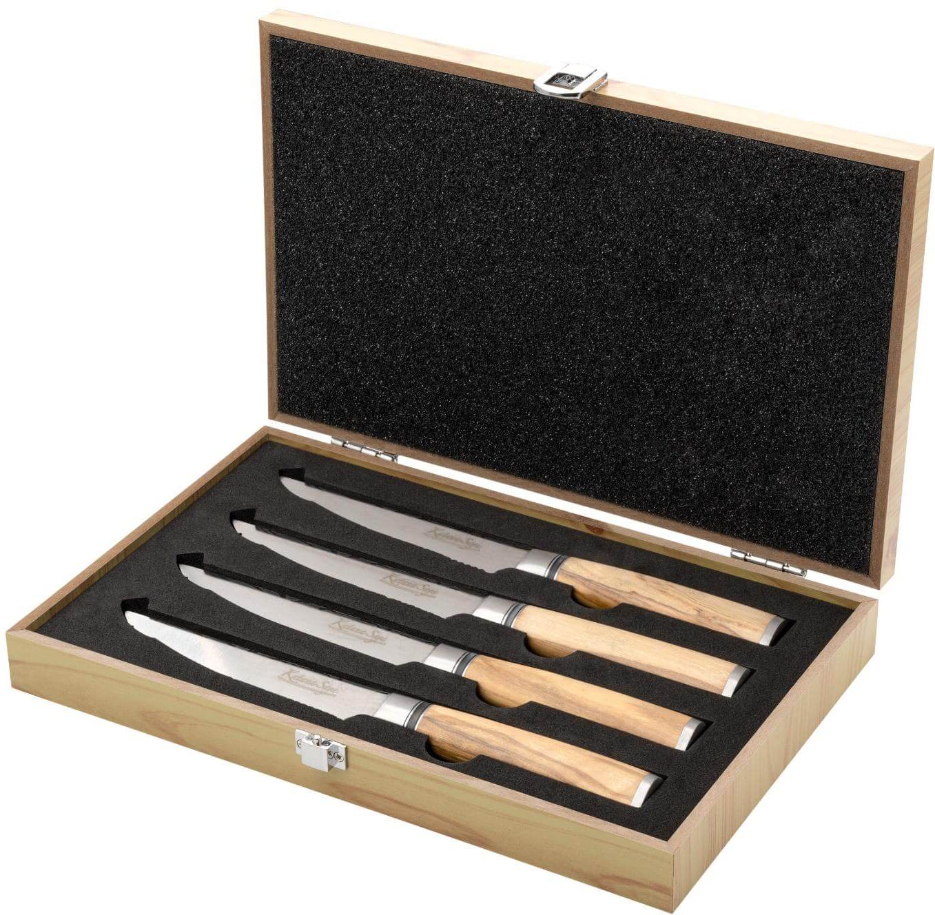 Katana Saya Olivewood 4-Piece Steak Knife Set