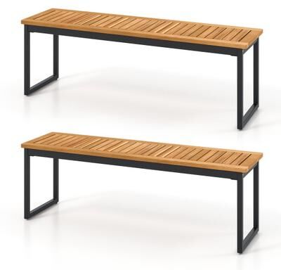 Costway Set of 2 Patio Dining Bench for 2-3 Person Indoor Outdoor