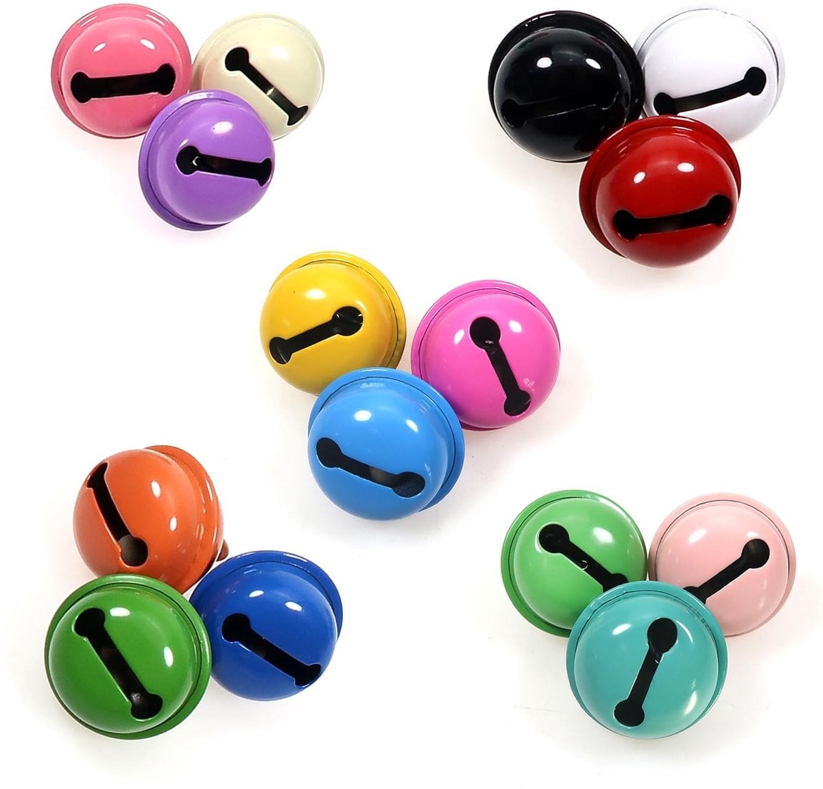 Allecto Set van 15 Kleine Metalen Kerstbelletjes - Multicolor - Kerstdecoratie
