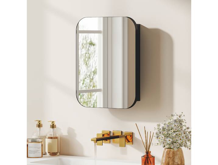 HOMCOM Armoire Salle de Bain Miroir Noir 40x10x50 cm