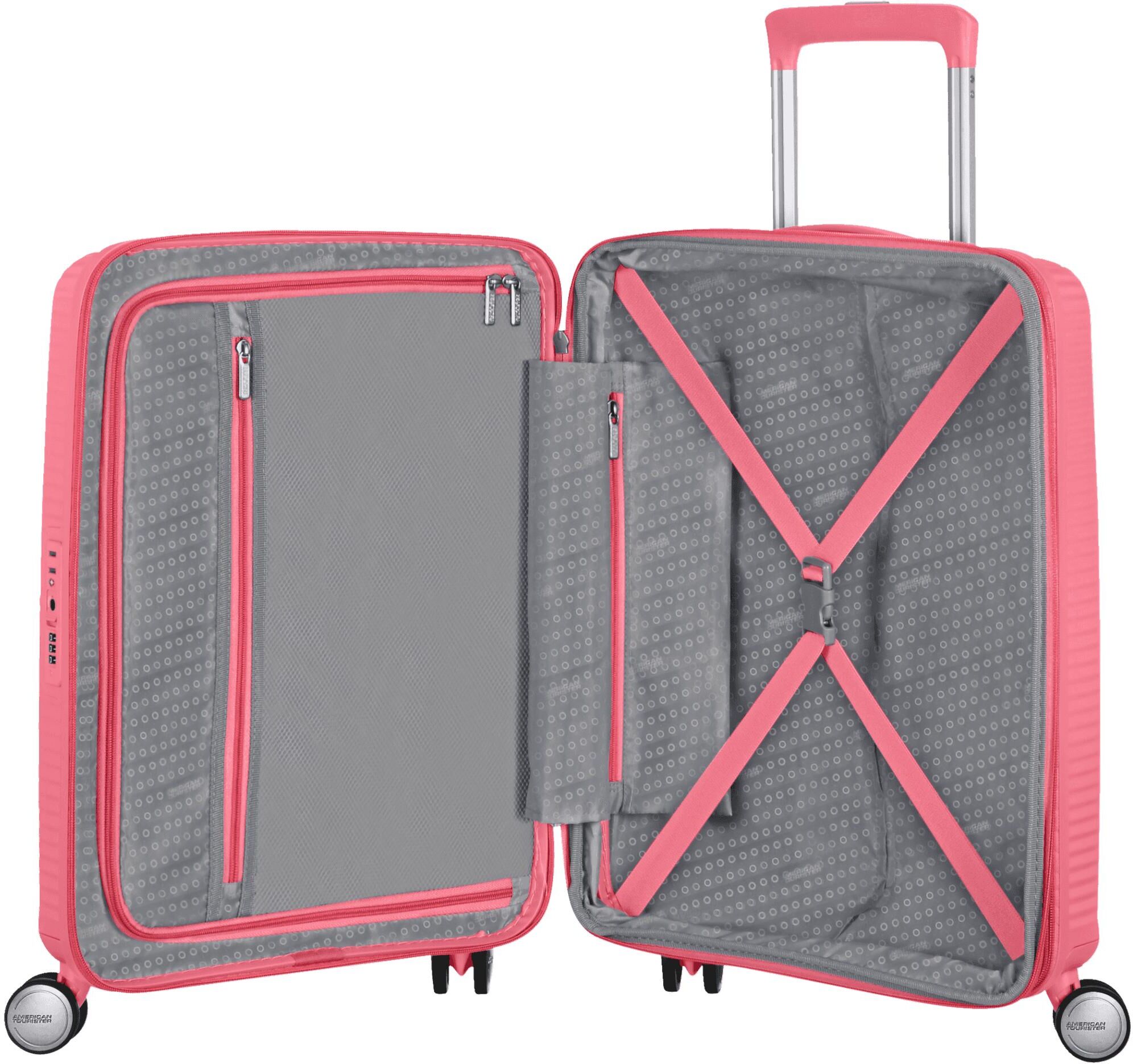Koffer AMERICAN TOURISTER "Soundbox Sun Kissed", Damen, Gr. B/H/T: 20cm x 55cm x 40cm, rot (coral), Polypropylen, Koffer Koffer coral B/H/T: 20cm x 55cm x 40cm