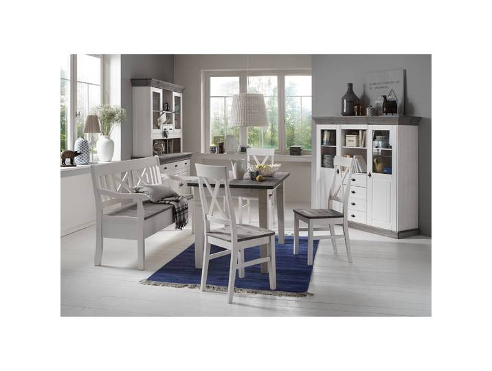 Esszimmerstuhl 2er-Set 45 x 94 x 43cm Weiß/Kiefer Weiß/Kiefer Grau