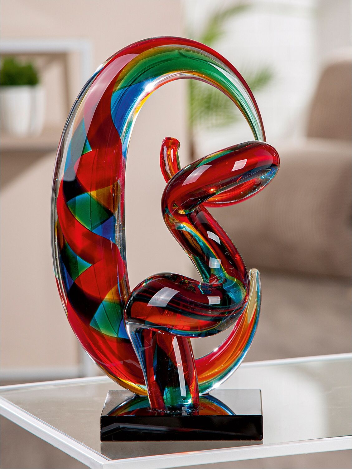 Skulptur GILDE "Skulptur Palmeira mehrfarbig", bunt (mehrfarbig), B:17cm H:28cm T:15cm, Glas, Dekofiguren, Skulptur, Glasobjekt dekorative Skulptur exotische Deko Eyecatcher