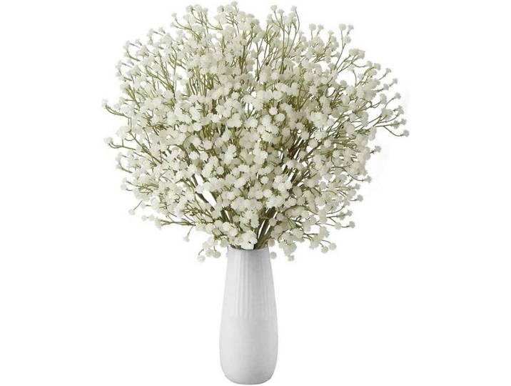 Kunstblumen Schleierkraut 10 Stück 60 cm, Weiß, Kunststoff, 20 cm, Dekoration, Blumen & Blumentöpfe, Kunstblumen