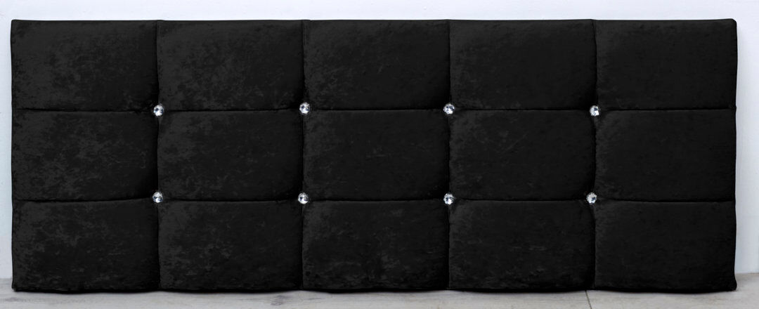 Rosdorf Park Dye Upholstered Velvet Headboard Black Double (4'6)