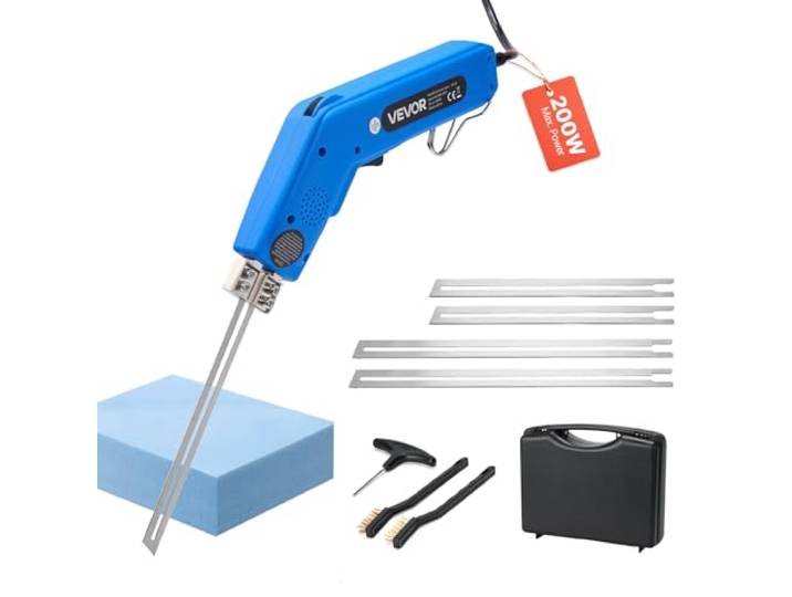 VEVOR Couteau à Mousse Chaud Électrique\, 200 W\, Découpeur de Mousse Polystyrène\, 50 ℃ - 500 ℃\, avec Lames 150 mm et 200 mm\, Boîte à Outils\, pour Couper Panneaux KT\, Polyéthylène\, Éponge\, Caoutchouc